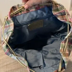 Coach Daisy Madras Packable Backpack Plaid Multicolor w/ Gold, Like New! Coach daisy madras pocket - Gem main image 3
